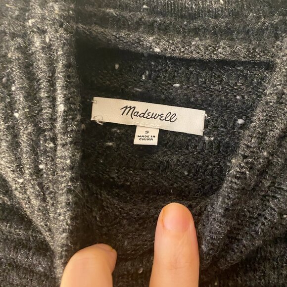 Madewell Donegal Mockneck Small Sweater w/ Coziest Yarn, Charcoal Flecked - Picture 2 of 4